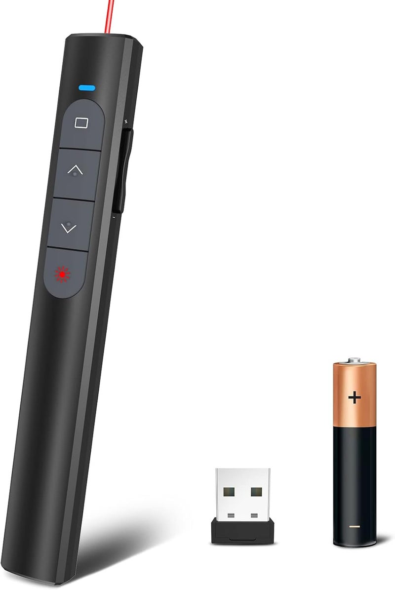 PPTSLID Presentation Clicker Wireless Presenter Remote, PowerPoint Clicker Computer Clicker with Red Light, Clickers for PowerPoint Presentations Slide Advancer with Volume Control for Mac/Laptop/Computer - Image 1